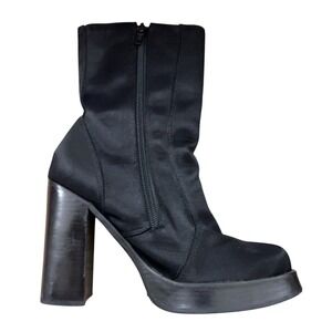 Vintage Steve‎ Madden Black side zip chunk heel platform boots size 7.5